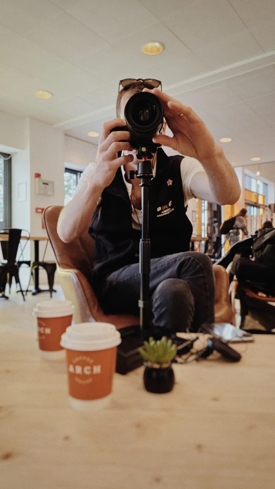 Christian Hacking setting up his camera — Bromley Photography, Chislehurst