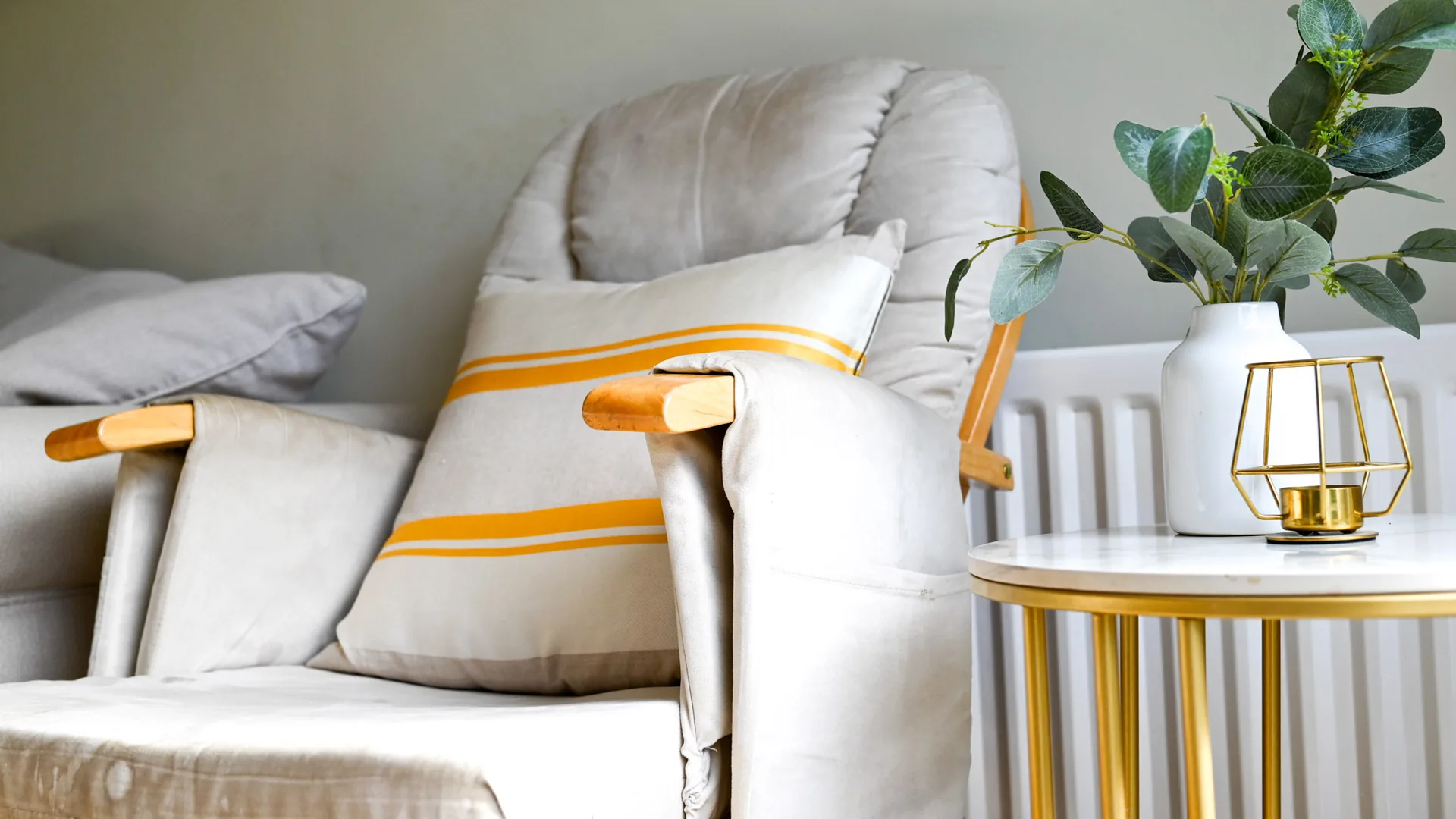 Upholstered chair and side table — Bromley Photography, Chislehurst