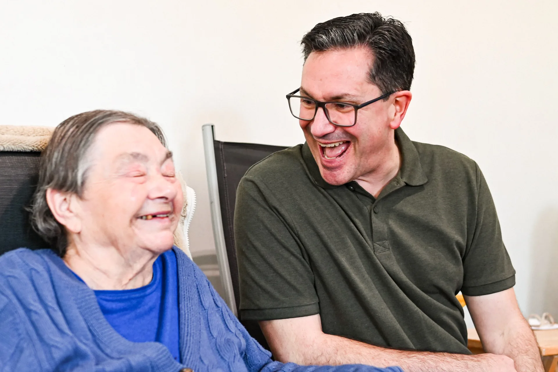 Two community volunteers sharing a laugh — Bromley Photography, Chislehurst